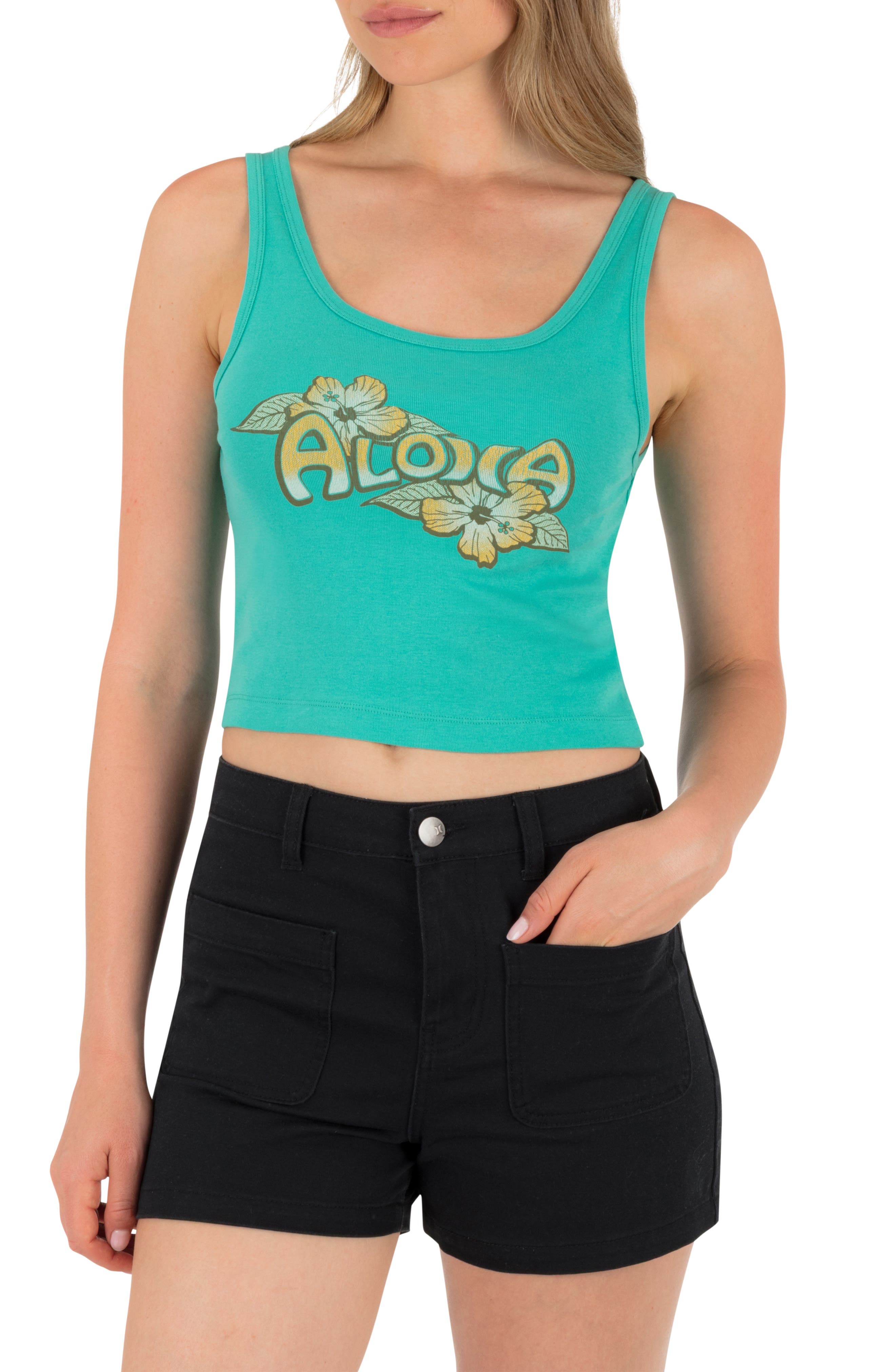 Hurley Aloha Scoop Neck Crop Tank