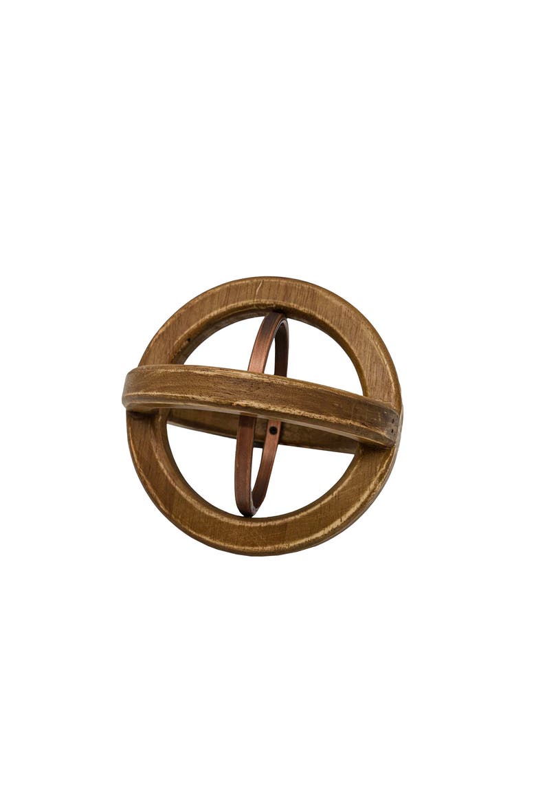Orb Decorative Accent Natural Wood & Metal, Main, color, Brown