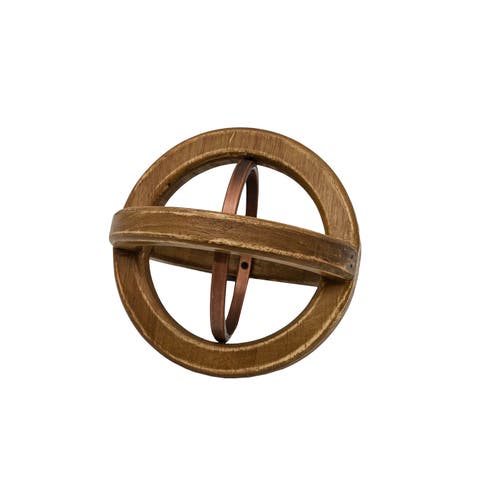 Orb Decorative Accent Natural Wood & Metal