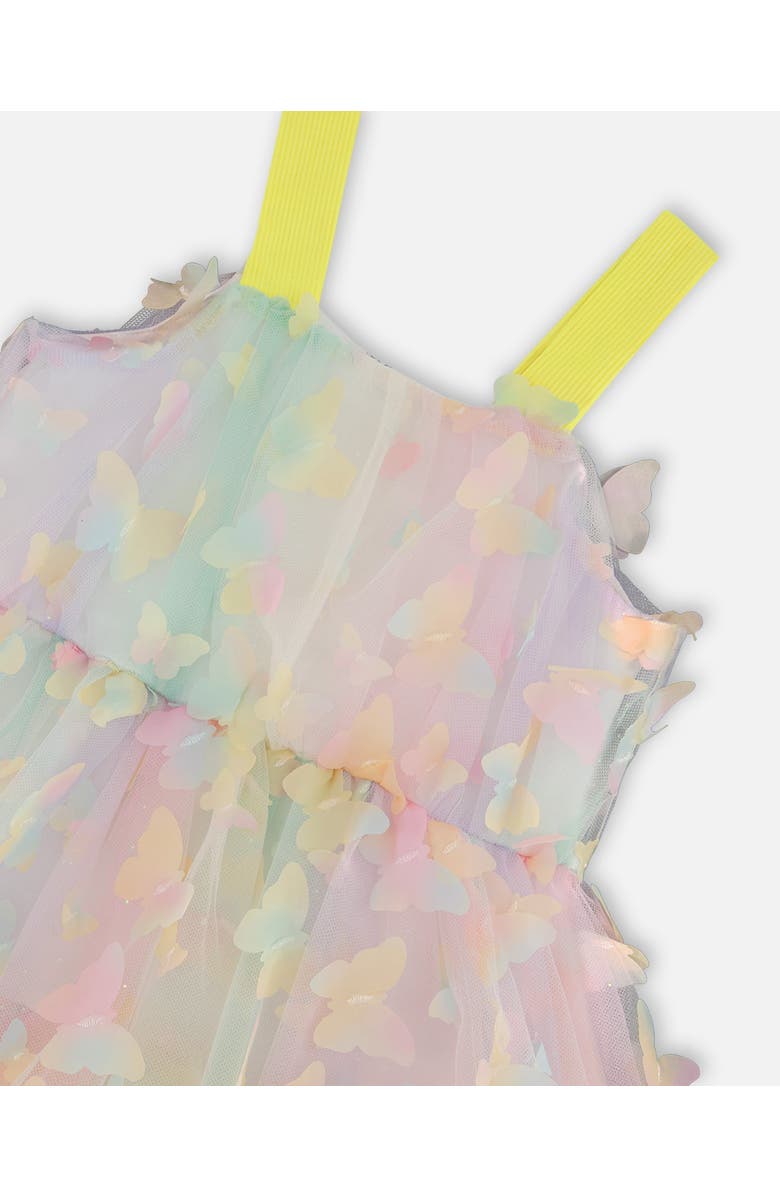 Deux par Deux Girl's Tiered Printed Mesh Dress Multicolored With Butterflies, Alternate, color, 