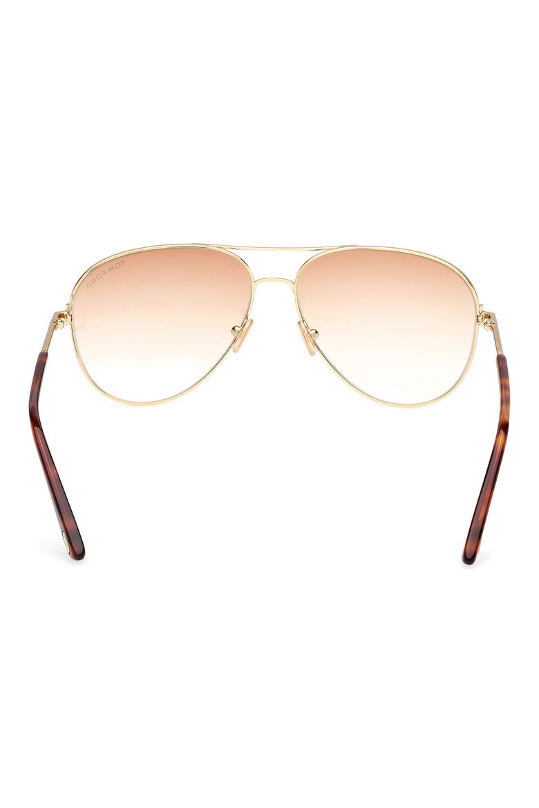 Clark 59mm Gradient Pilot Sunglasses, Alternate, color, SHINY GOLD / GRADIENT AMBER