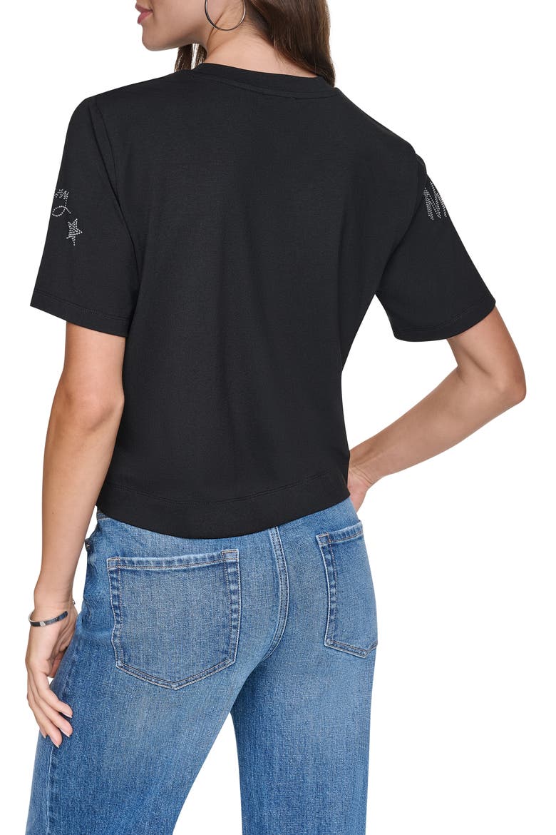 Rhinestone Logo T-Shirt, Alternate, color, BLACK