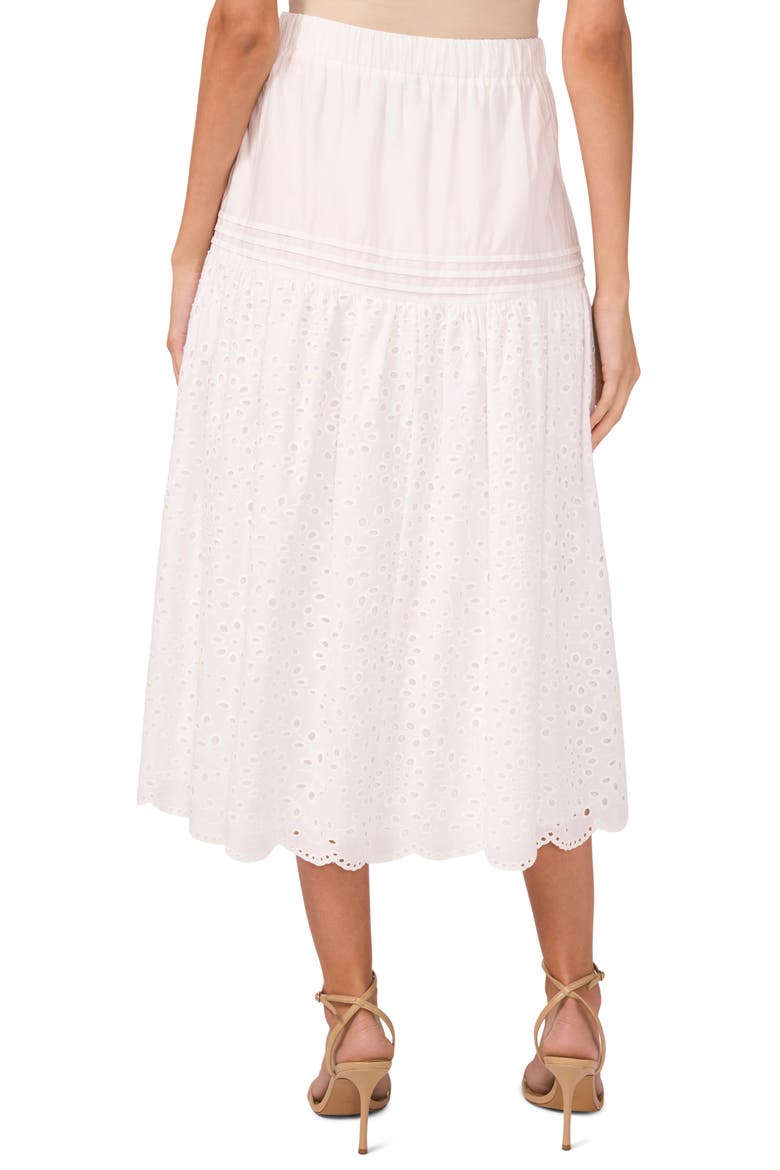 Eyelet Embroidery A-Line Cotton Skirt, Alternate, color, ULTRA WHITE