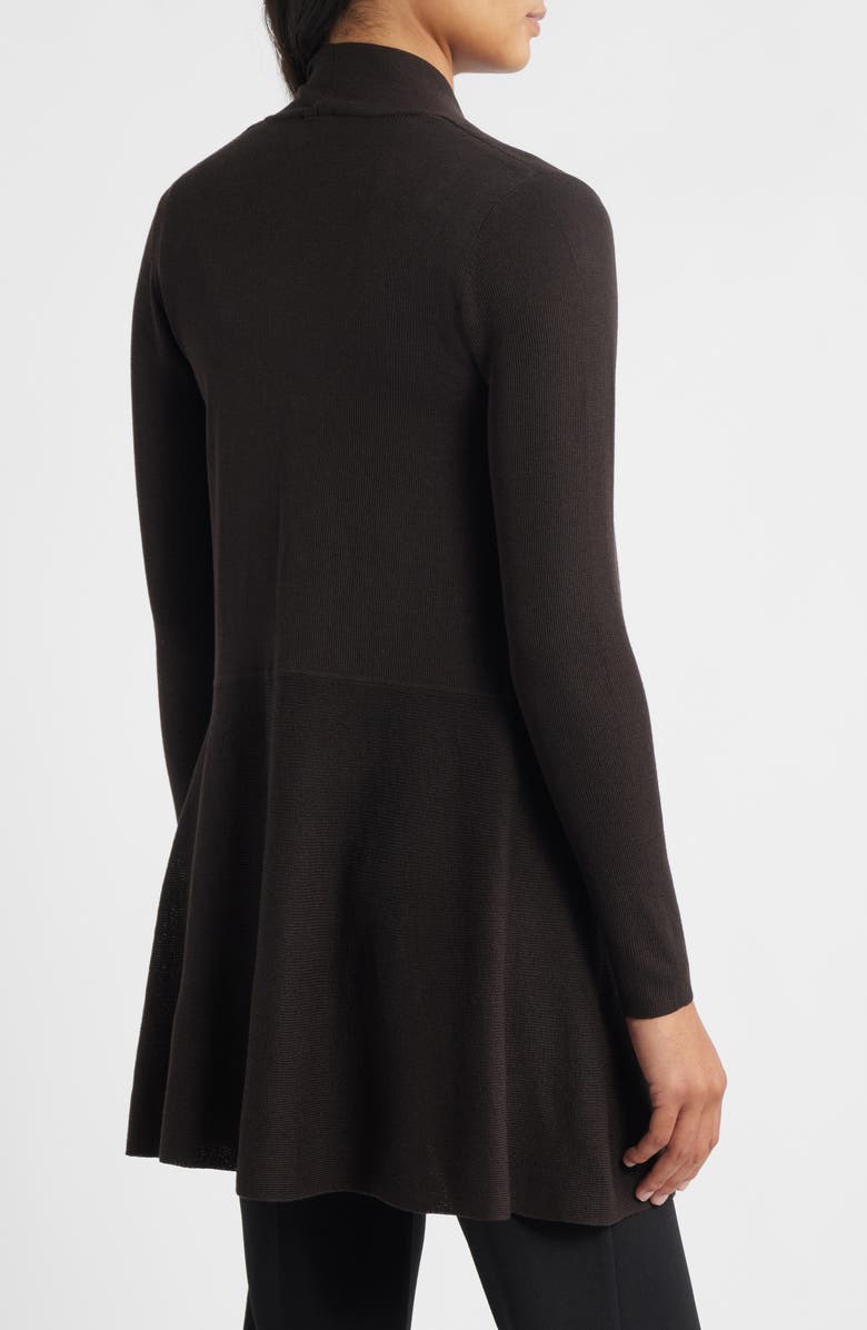 Anne Klein Montery Open Front Longline Cardigan, Alternate, color, Deep Mahogany