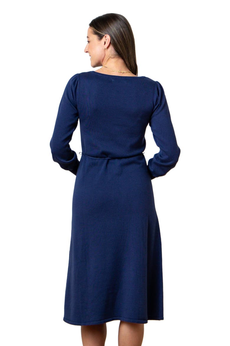 Women's Organic Pointelle Sweater Dress, Alternate, color, Navy Pointelle