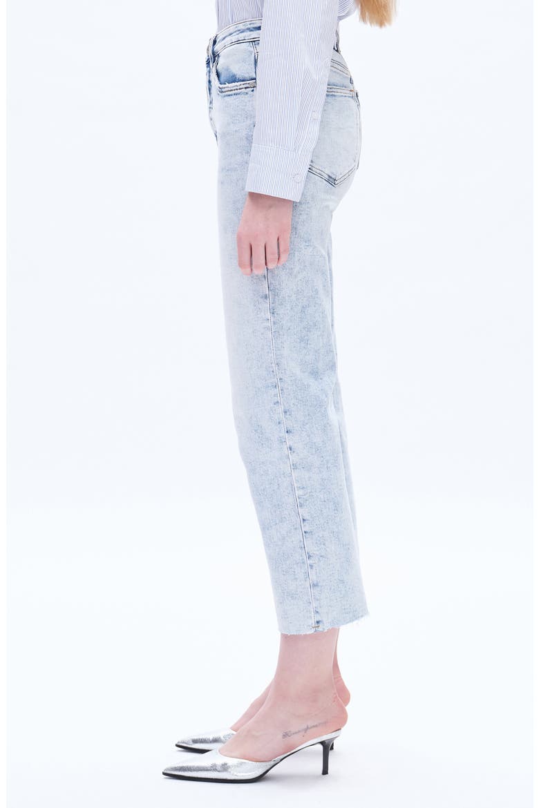 High Waist Distressed Straight Leg Jeans, Alternate, color, SNOWFLAKE