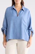 MAX STUDIO Roll Tab Sleeve Popover Top