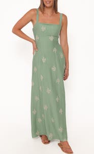 Petal & Pup Oregon Embroidered Square Neck Maxi Dress