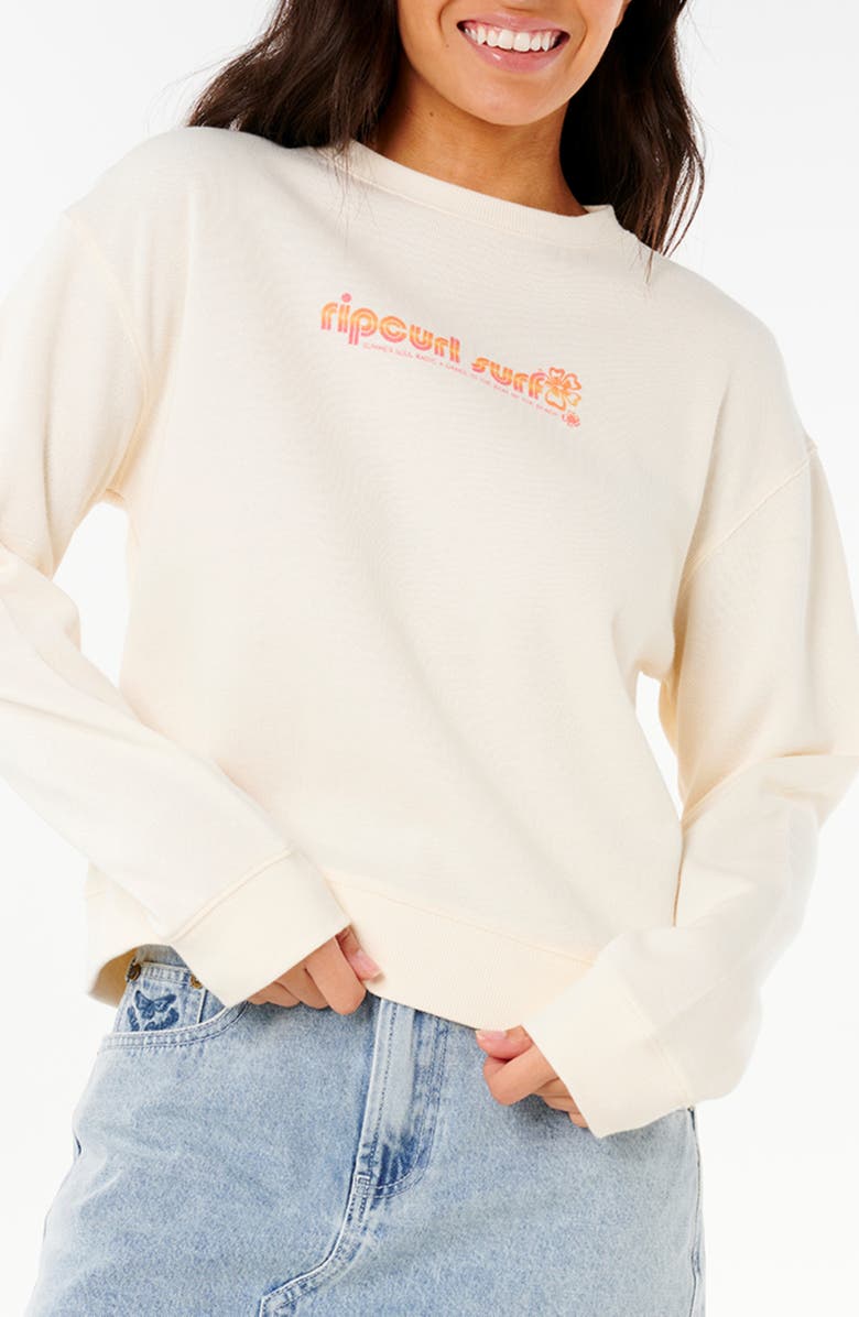 Rip Curl Neon Isles Cotton Graphic Sweatshirt, Main, color, Bone