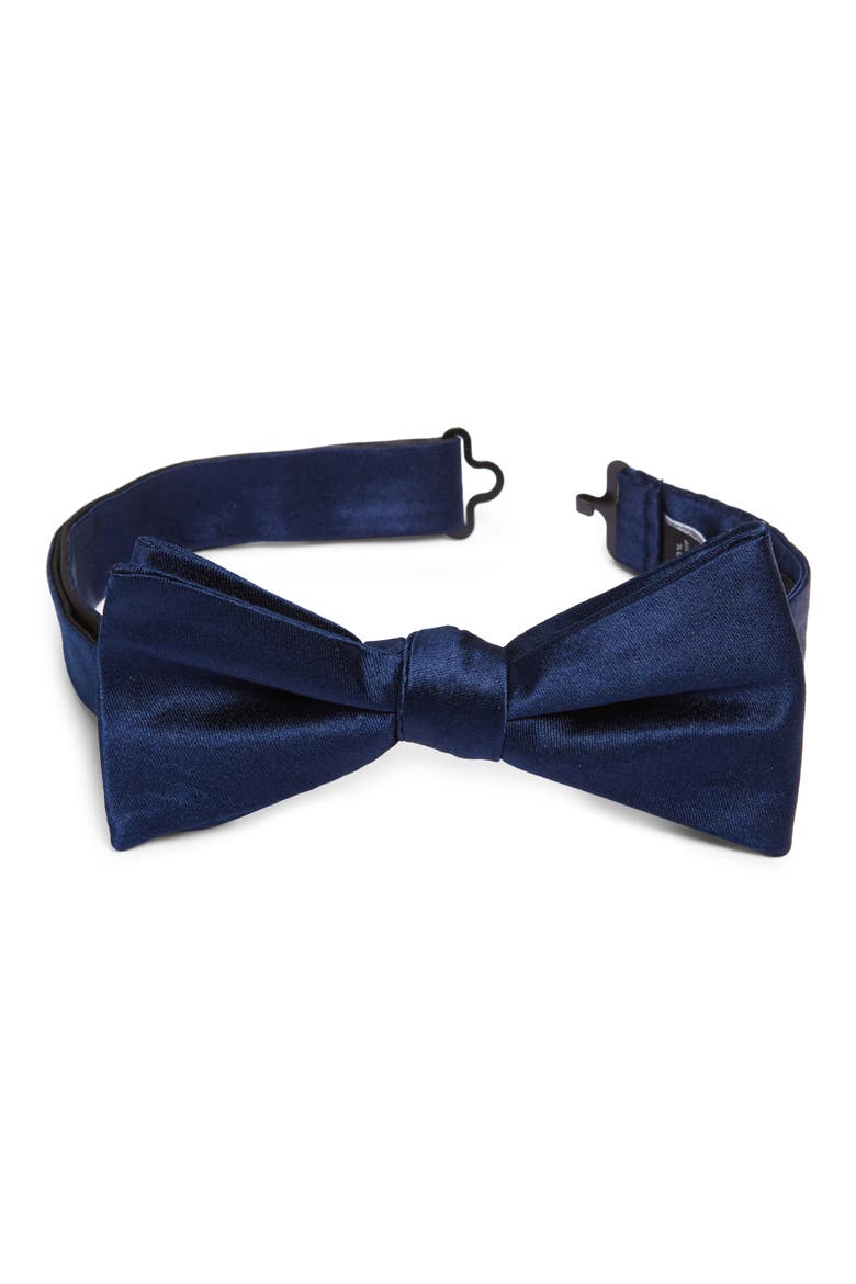 Solid Silk Bow Tie, Main, color, NAVY