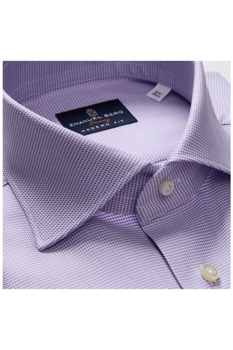 Modern Fit Houndstooth Natural Stretch Yoga Twill Dress Shirt, Alternate, color, LIGHT PASTEL PURPLE