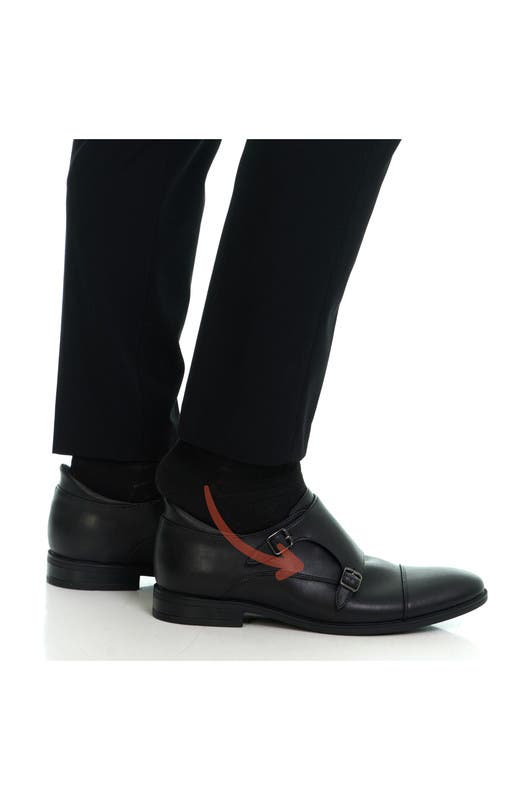 Marc Joseph New York Olive Street Hands Free Technology Leather Double Monk Dress Oxford, Alternate, color, Black Napa Leather