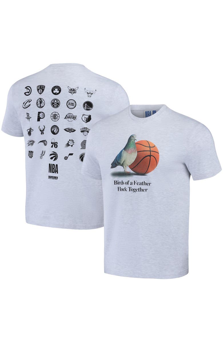 STAPLE Men's NBA x Staple Heather Gray All Teams Birds of a Feather T-Shirt, Main, color, 