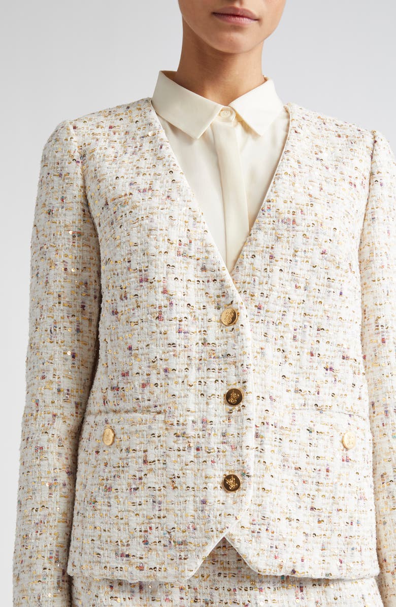 Giambattista Valli Sequin Bouclé Tweed Jacket, Alternate, color, Ivory/ Multi
