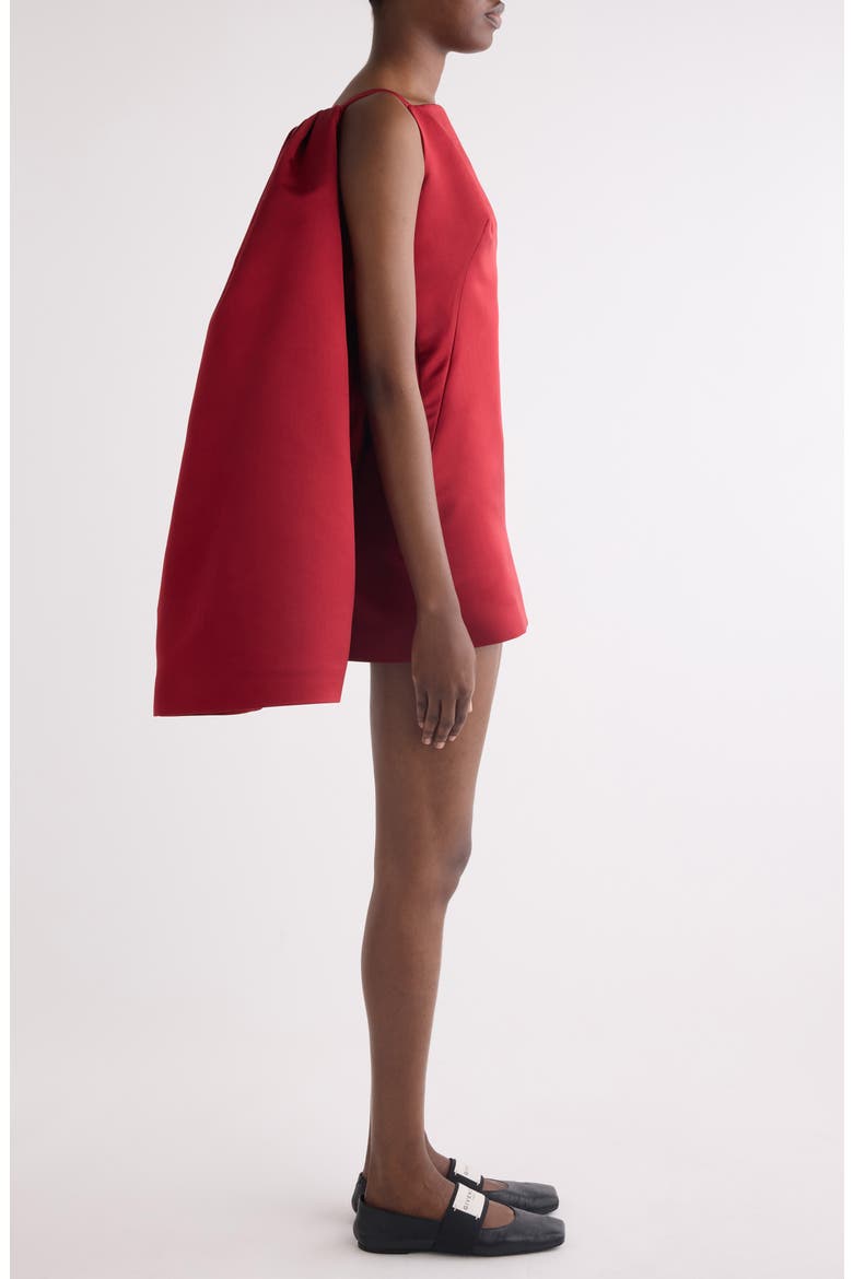 Silk Satin Cape Minidress, Alternate, color, DARK RED