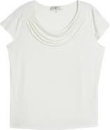 KASPER Cap Sleeve Cowl Neck Top