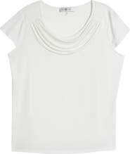 KASPER Cap Sleeve Cowl Neck Top