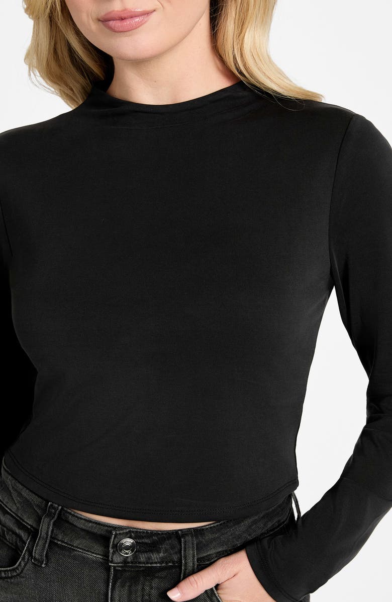 GUESS Elyana Mock Neck Top, Alternate, color, Black-Black