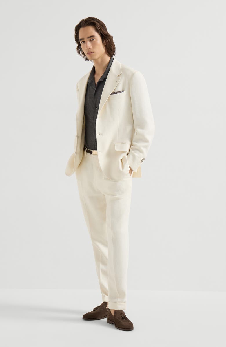 Brunello Cucinelli Trousers with pleats, Alternate, color, Off-White