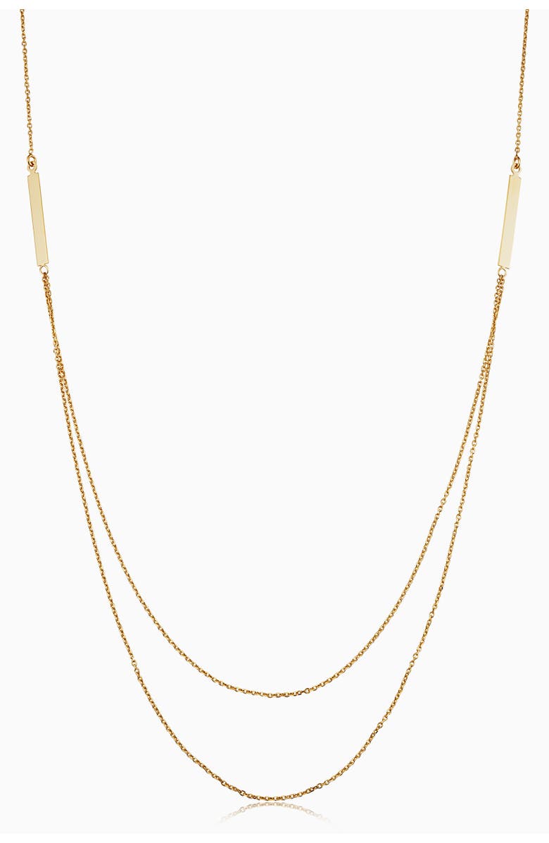 Oradina 14K Yellow Gold Brooklyn Bar Layered Necklace, Main, color, Yellow Gold