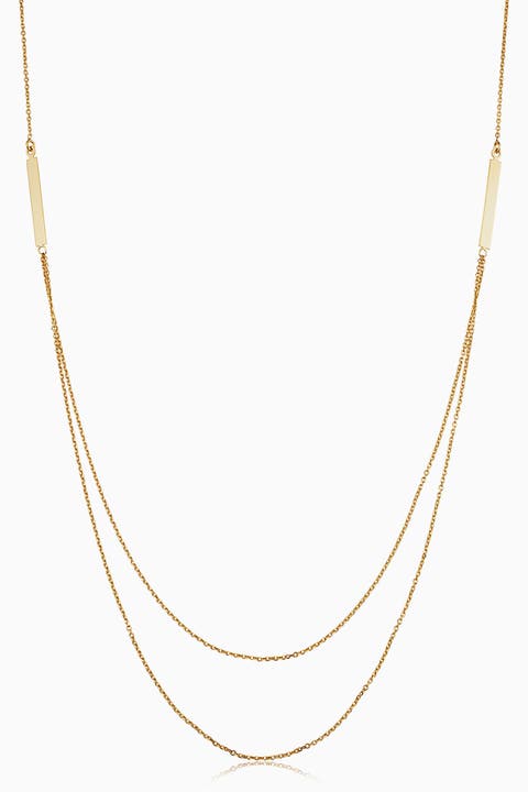 14K Yellow Gold Brooklyn Bar Layered Necklace