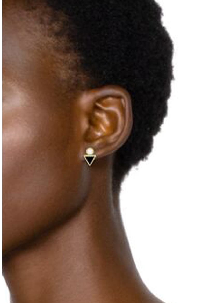 Circle Triangle Stud Earrings, Alternate, color, GOLD
