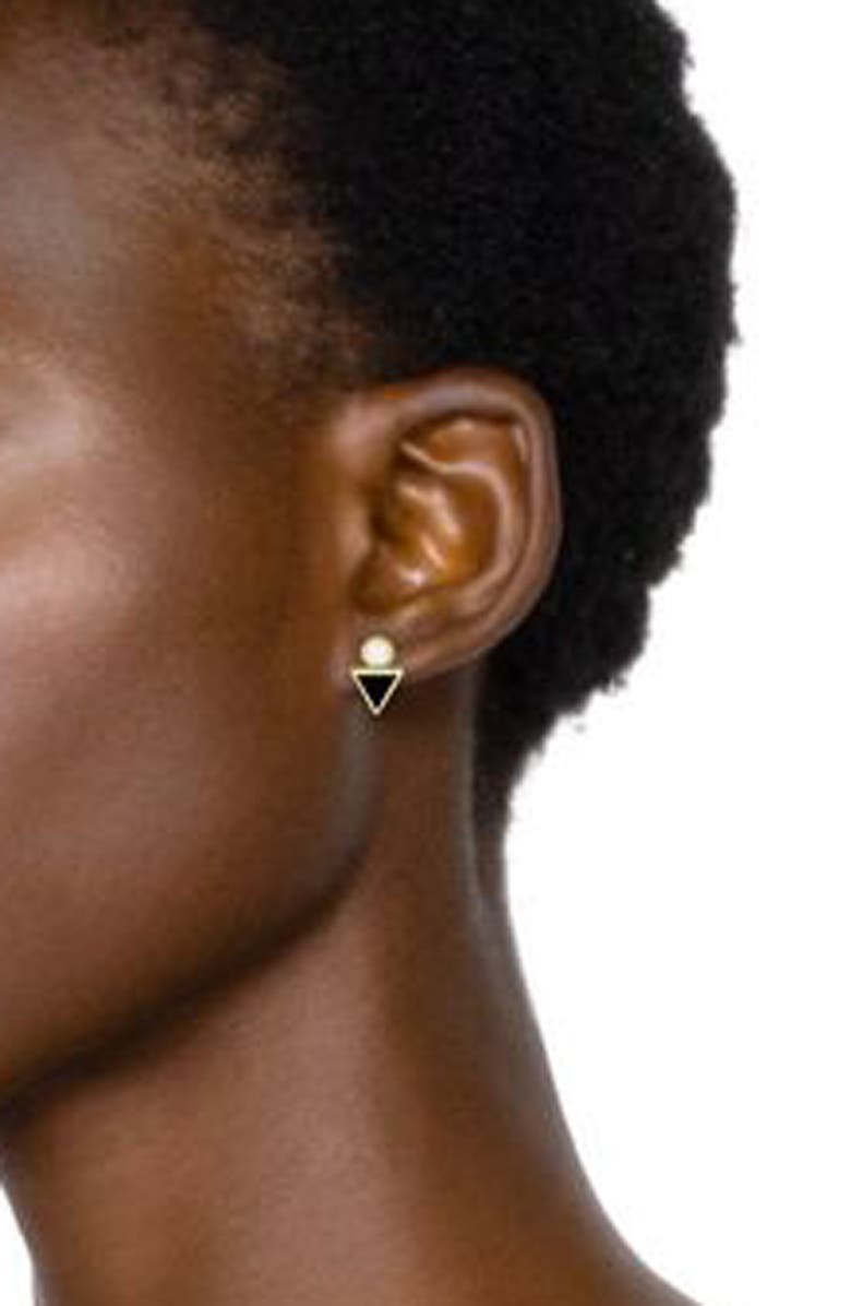 Covet Circle Triangle Stud Earrings, Alternate, color, Gold