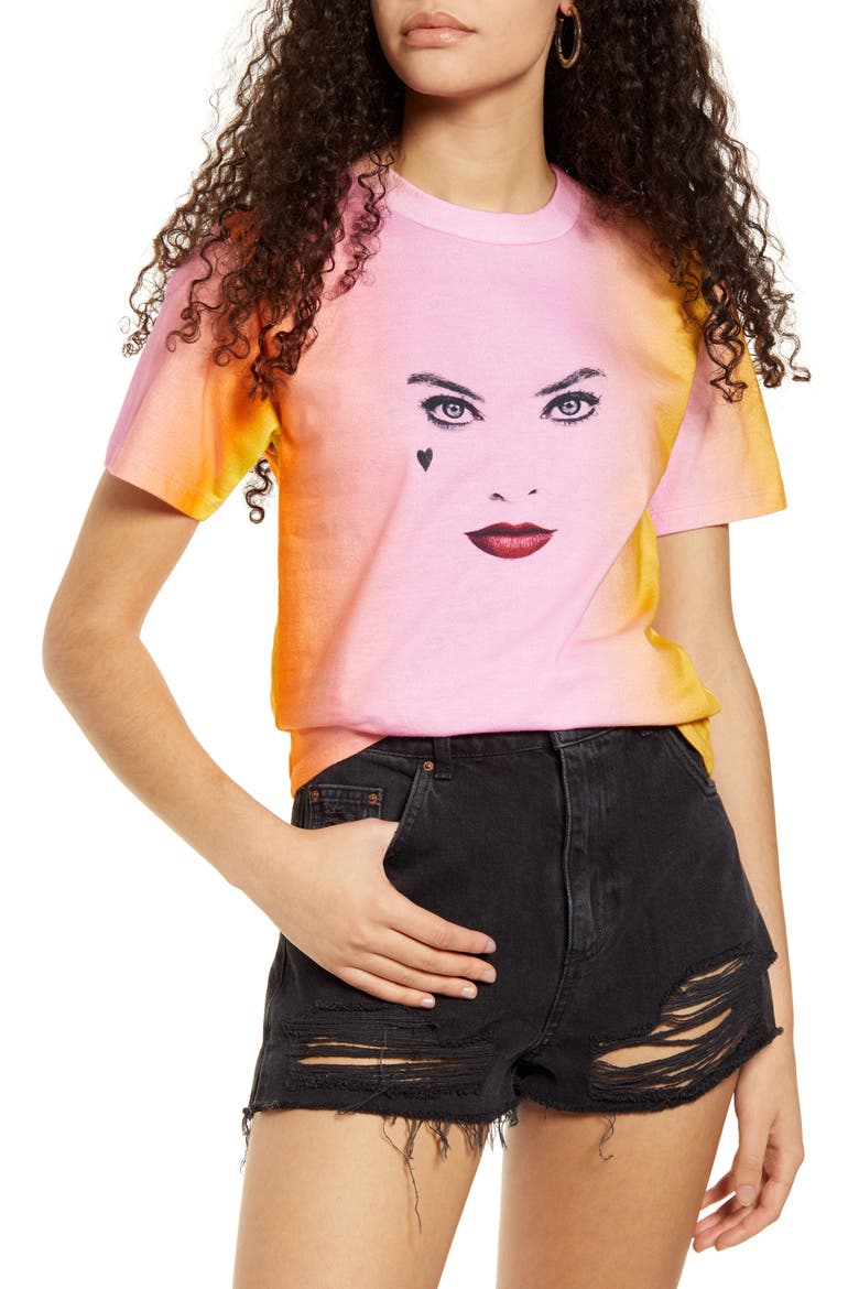 Harley Quinn Tie Dye Cotton Graphic Tee, Main, color, PINK