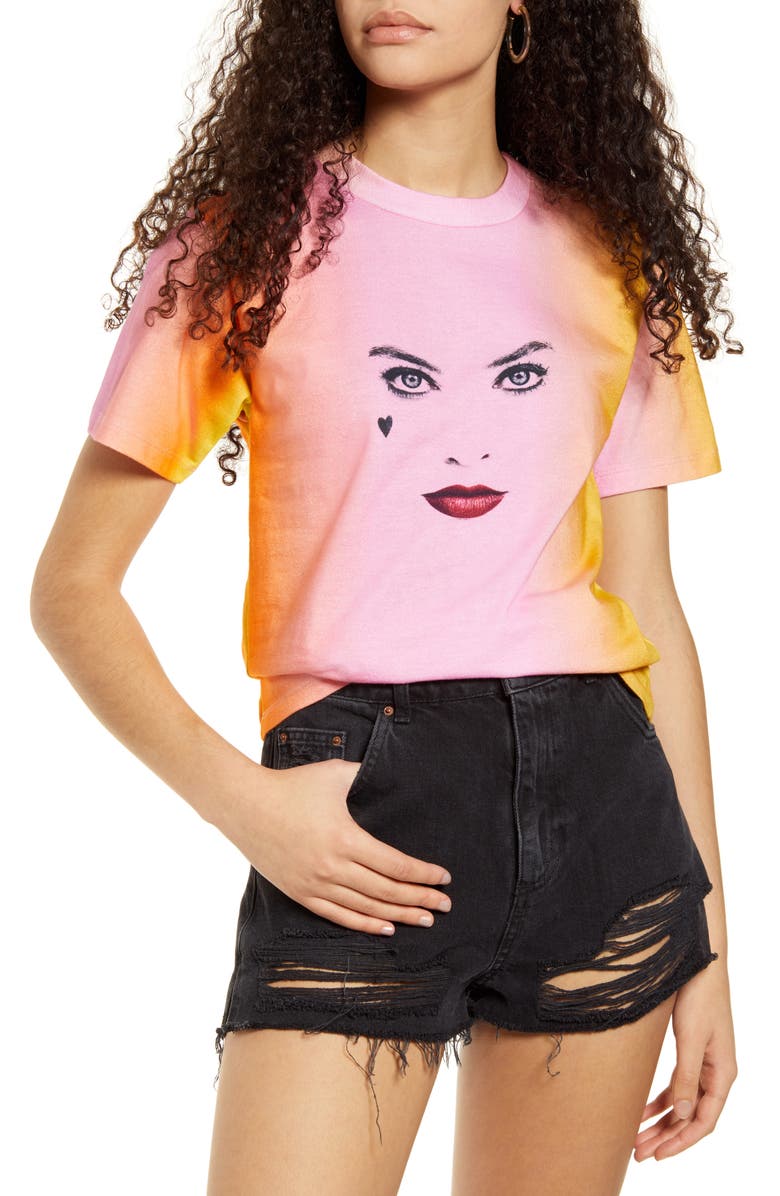 BIRDS OF PREY Harley Quinn Tie Dye Cotton Graphic Tee, Main, color, 