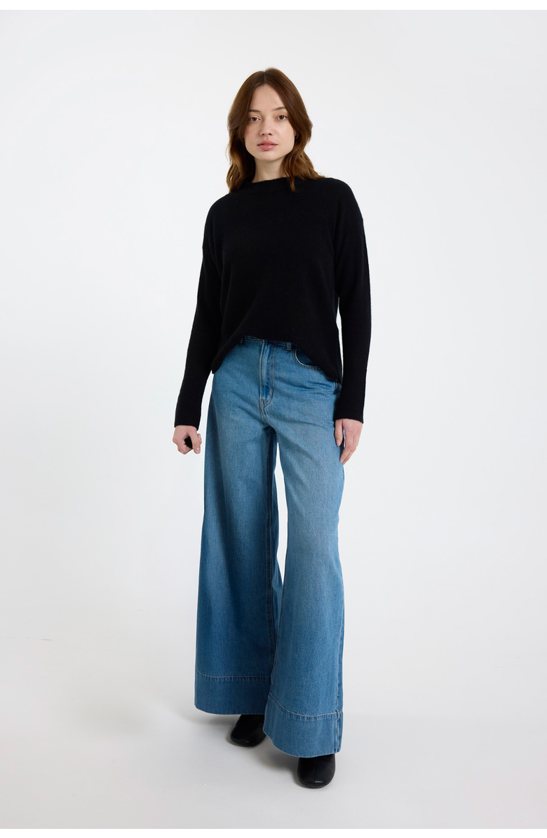 Brodie Pure Cashmere Pearl Crew Neck 100% Cashmere Sweater, Alternate, color, Black