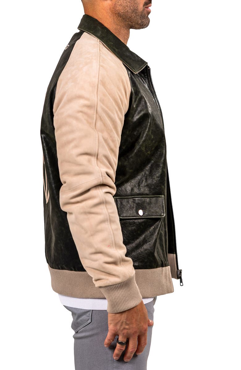Maceoo Leather Bomber Jacket, Alternate, color, Green
