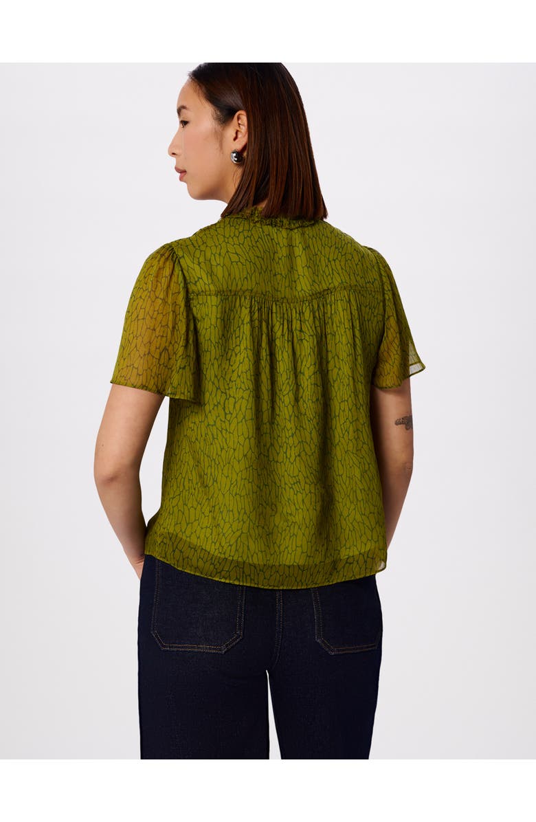 Whistles Dragonfly Short Sleeve Blouse, Alternate, color, Green/Multi