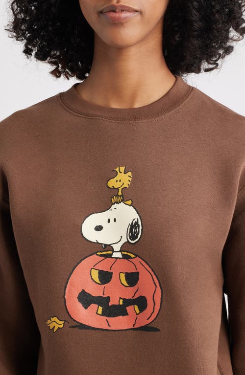 Golden Hour Peanuts® Snoopy Jack O' Lantern Fleece Graphic Sweatshirt In Brown