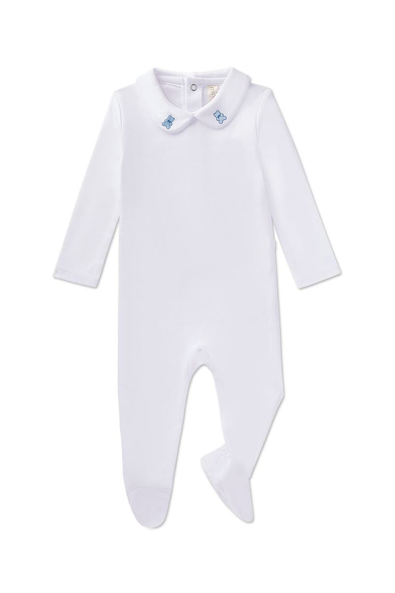 3 Piece Baby Girls Cotton Footie Set with Peter Pan Collar and Embroidered Hearts, Alternate, color, Winter White