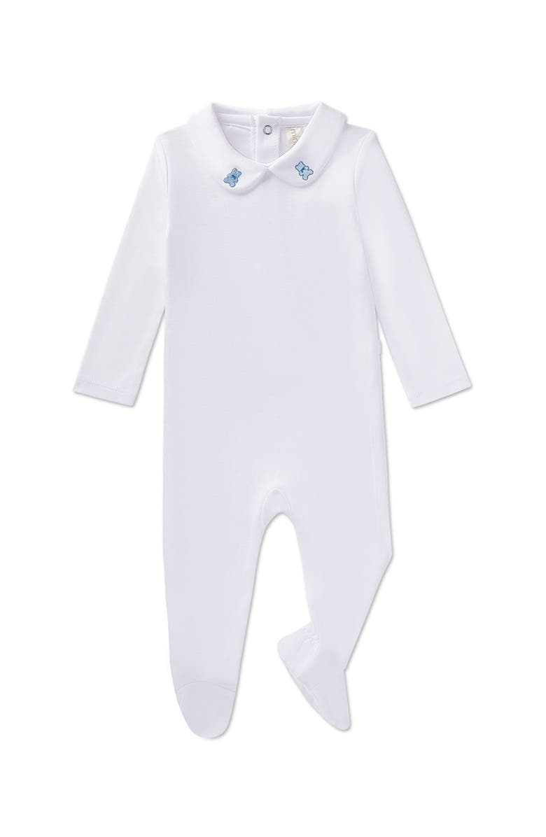 MiniMoi 3 Piece Baby Girls Cotton Footie Set with Peter Pan Collar and Embroidered Hearts, Alternate, color, Winter White