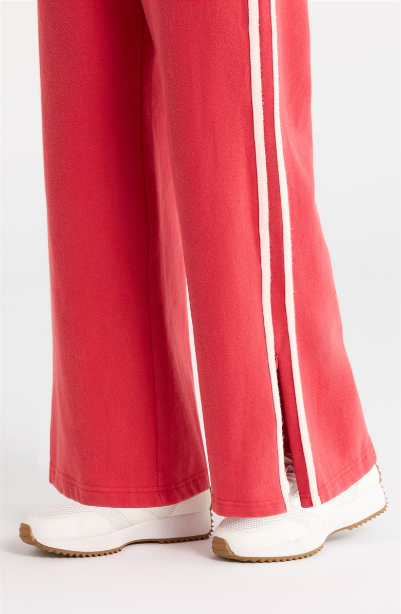 Marine Layer Cloud 9 Side Stripe Wide Leg Sweatpants, Alternate, color, Faded Red