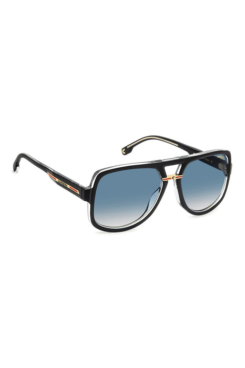 Victory 59mm Gradient Square Geometric Sunglasses, Alternate, color, BLACK CRYSTAL/ DARK BLUE SF