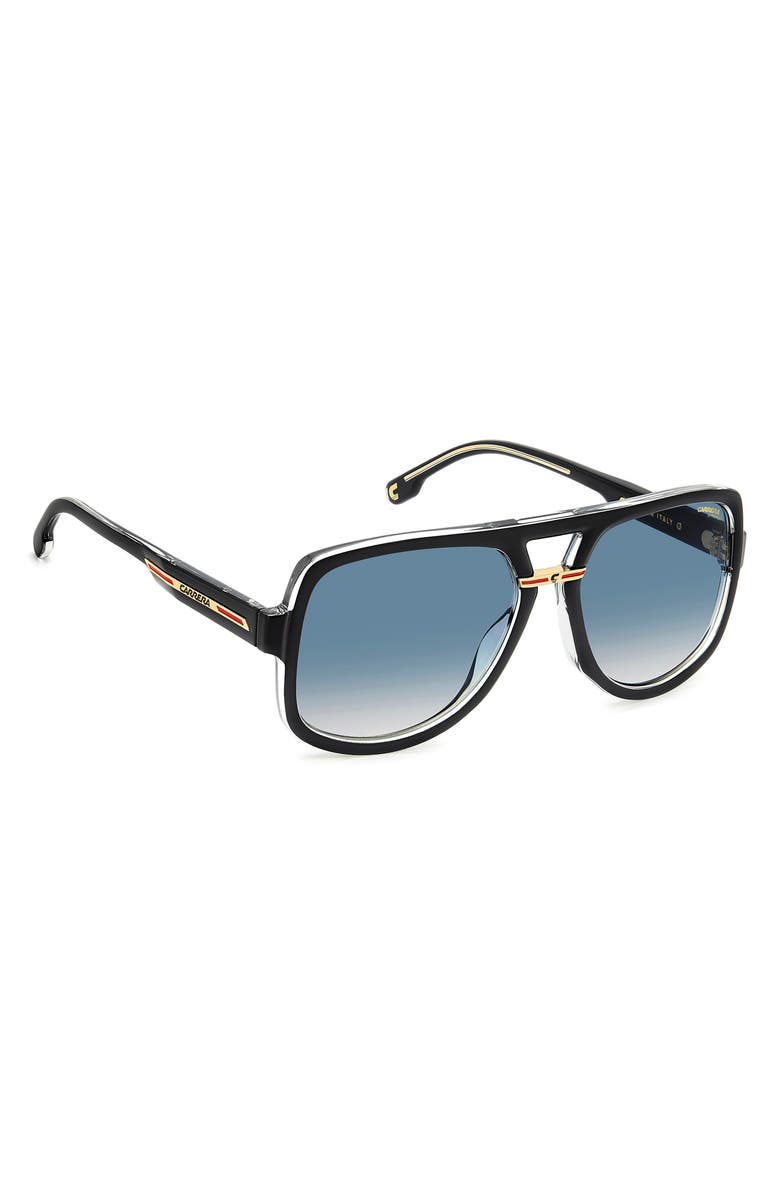 Carrera Eyewear Victory 59mm Gradient Square Geometric Sunglasses, Alternate, color, Black Crystal/ Dark Blue Sf