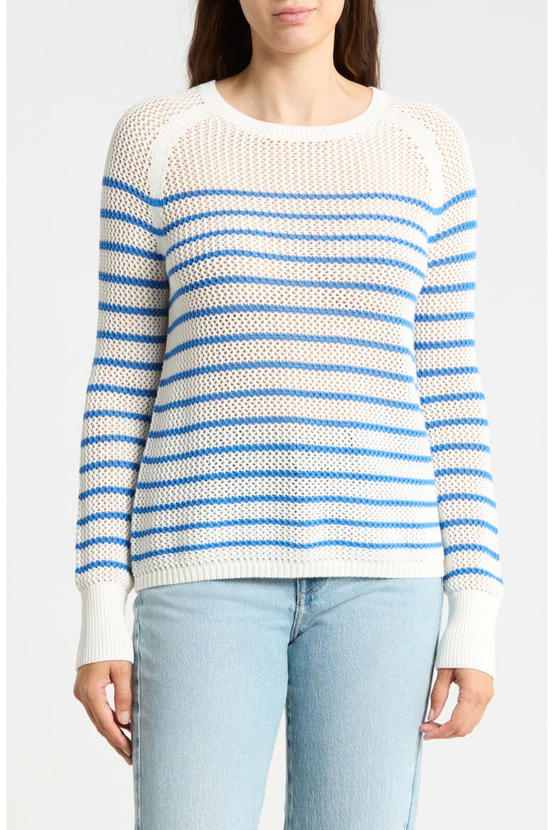 Cape Pullover Sweater, Main, color, WHITE/ BLUE