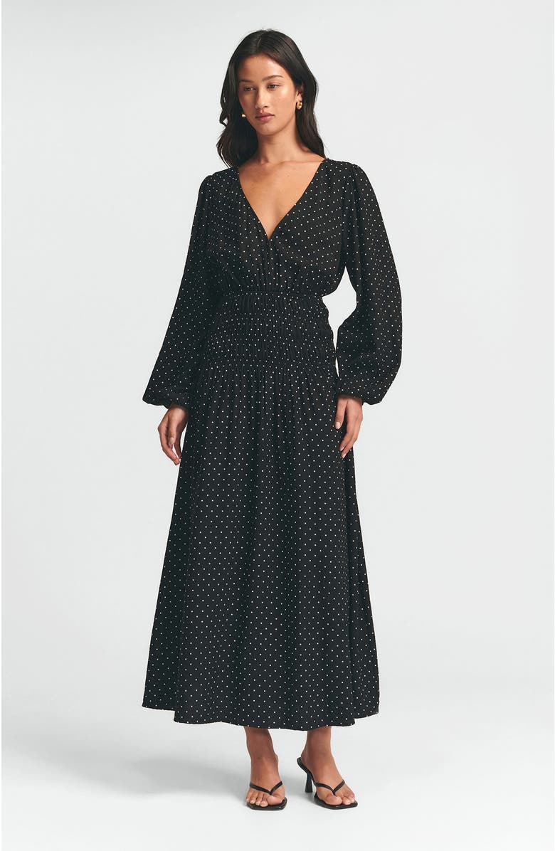 ST MRLO May Gather Dress, Alternate, color, Black Base Spot