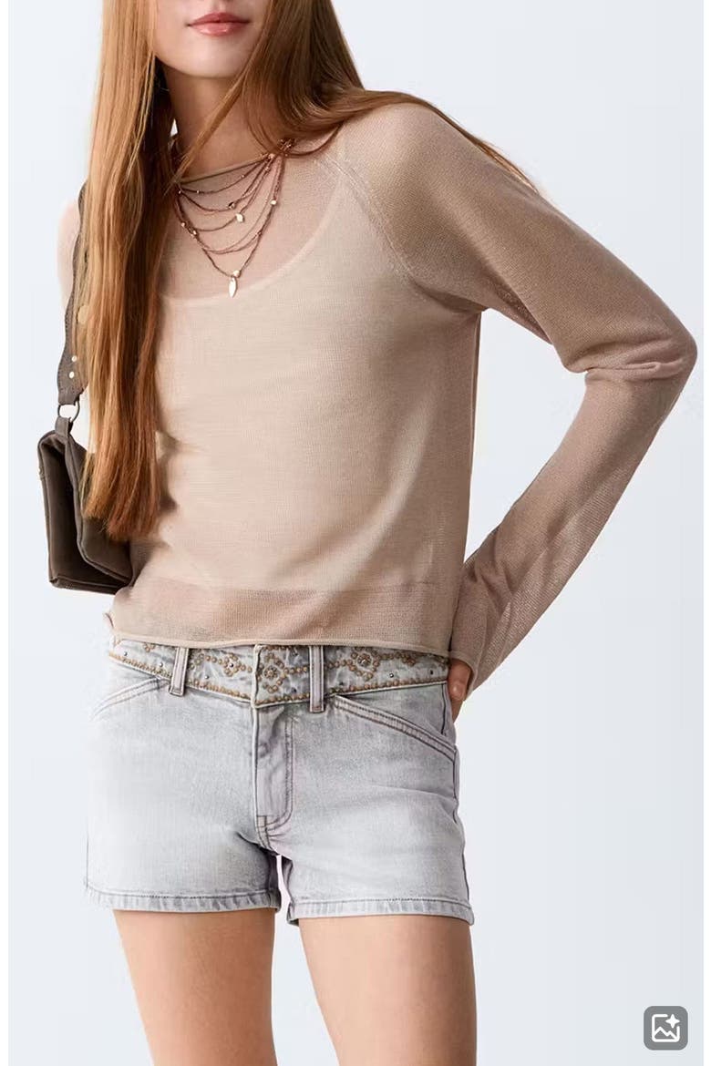 Embroidered Waist Denim Mini Shorts, Main, color, DENIM GREY