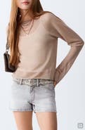 MANGO TEEN Embroidered Waist Denim Mini Shorts