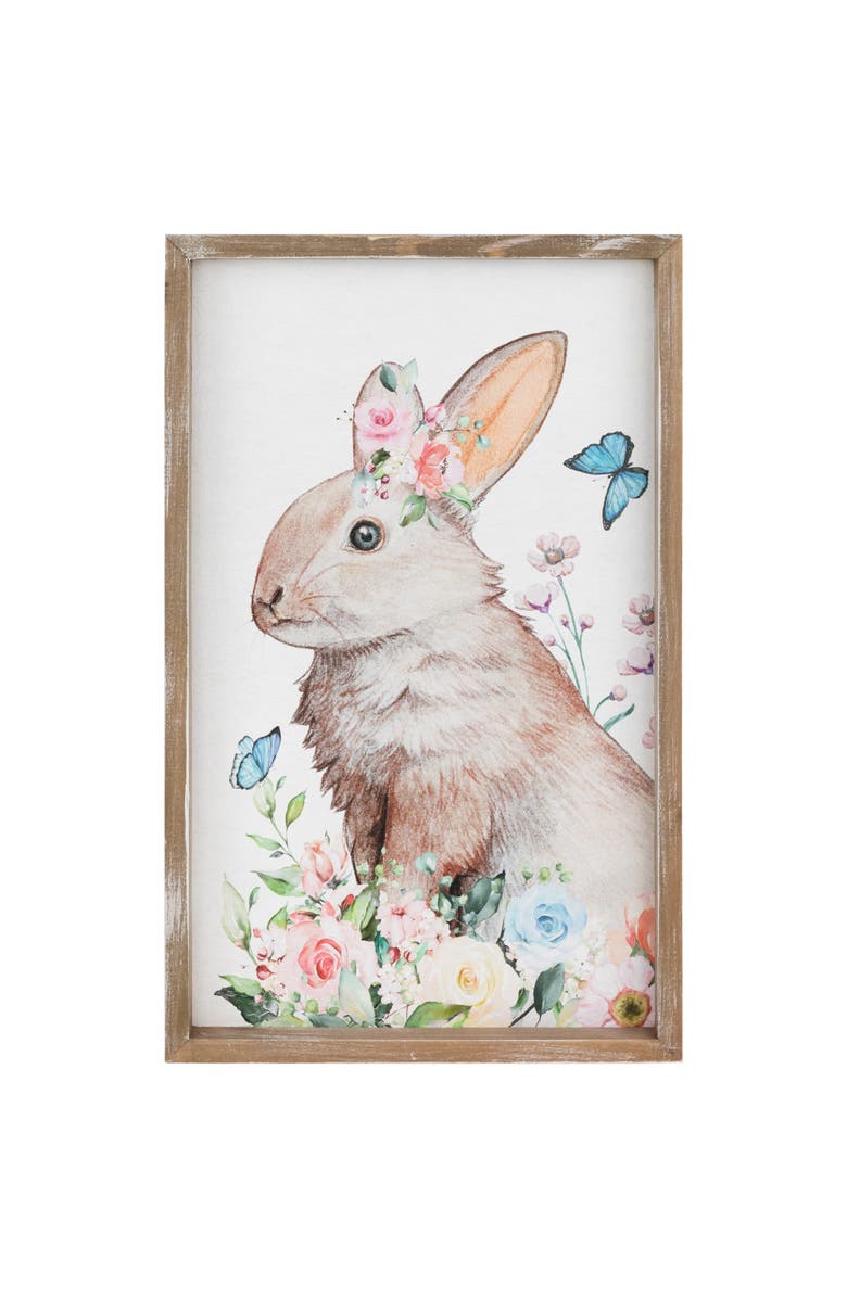 Northlight Easter Bunny with Flowers Framed Wall Sign - 11.75", Main, color, Multi