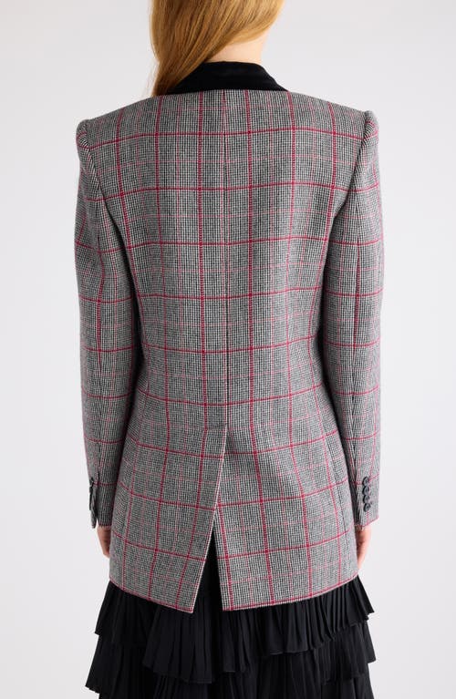 Chloé Double-breasted Velvet-trimmed Checked Wool Blazer