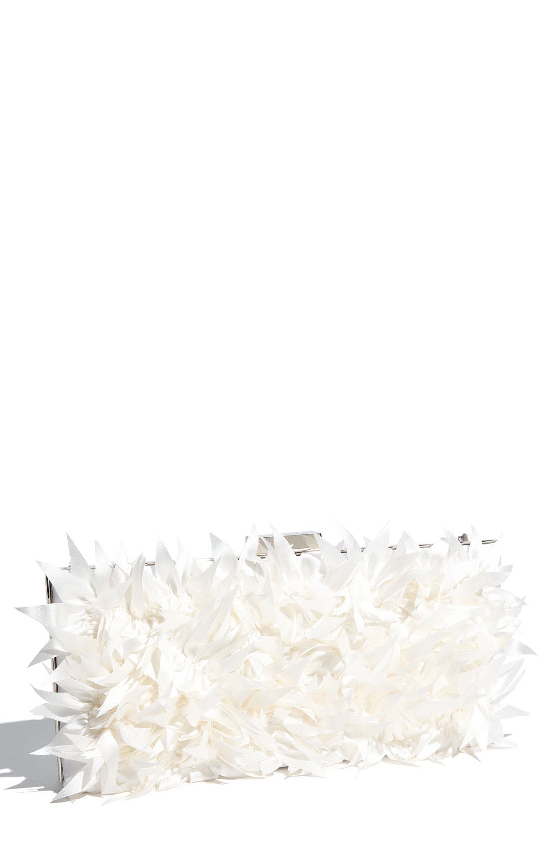 'Leaf' Silk Frame Clutch, Main, color, IVORY