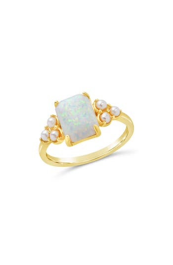 Sterling Forever Lana Faux Pearl & Opal Ring