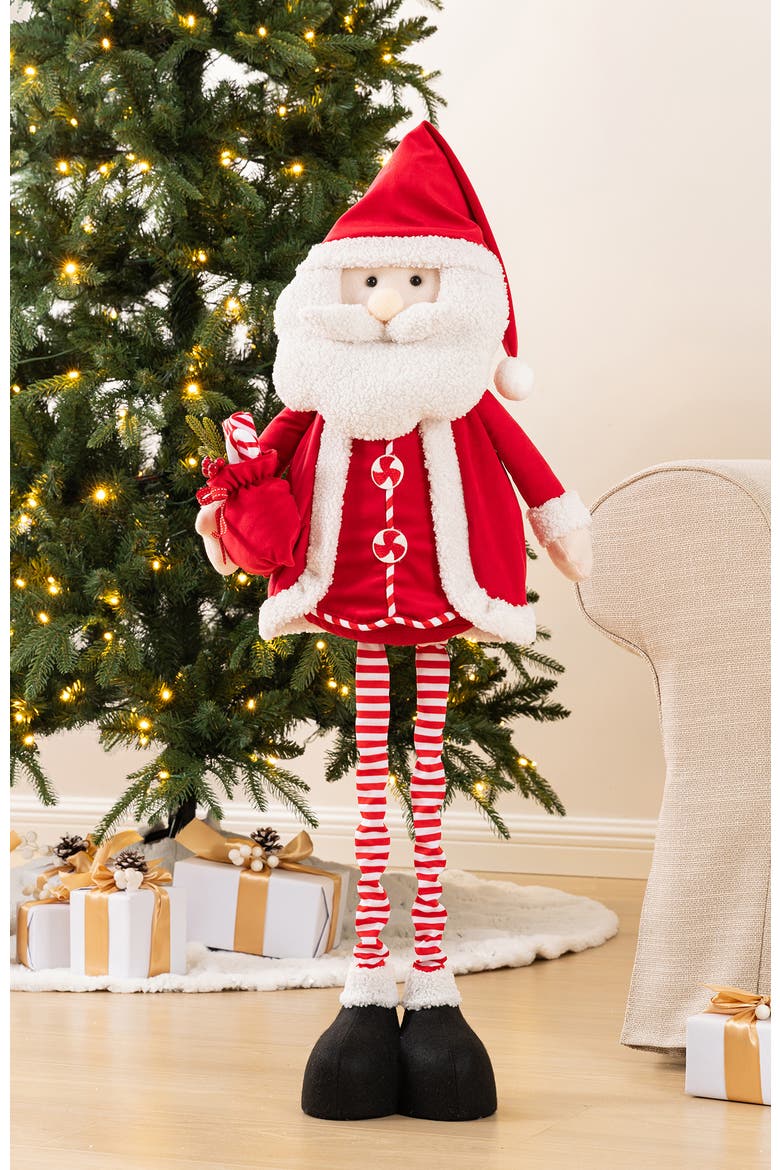 Telescoped Fabric Christmas Snowman Santa Standing Decor, Alternate, color, Red