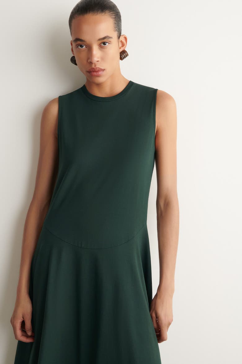 Sculptural Cotton-jersey Midi Dress, Alternate, color, DARK GREEN