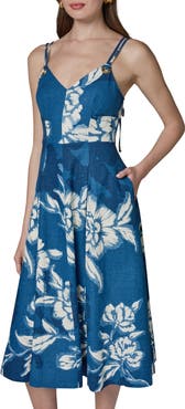 Donna Karan New York Sleeveless Linen Blend Midi Dress