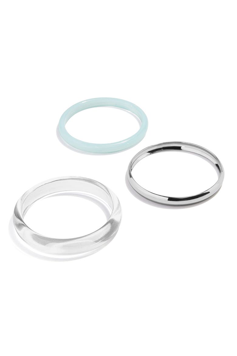 Raven Set of 3 Bangle Bracelets, Alternate, color, SILVER